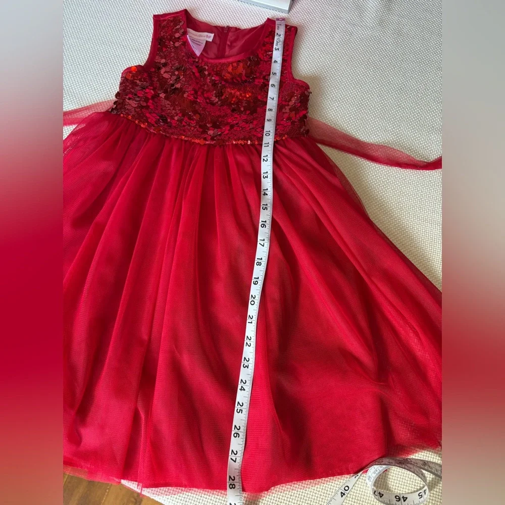 Bonnie Jean Girls 6X Red Sparkly Dress Sequins Sleeveless